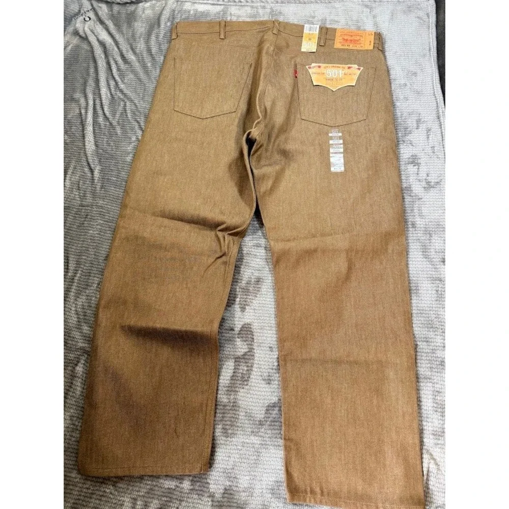Levis 501 XX Original Fit Mens Jeans 44x30 Brown Denim Straight Leg Button NEW.